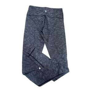 Lululemon Wunder Under Black Gray Herringbone Textured Leggings Women's Sz 4